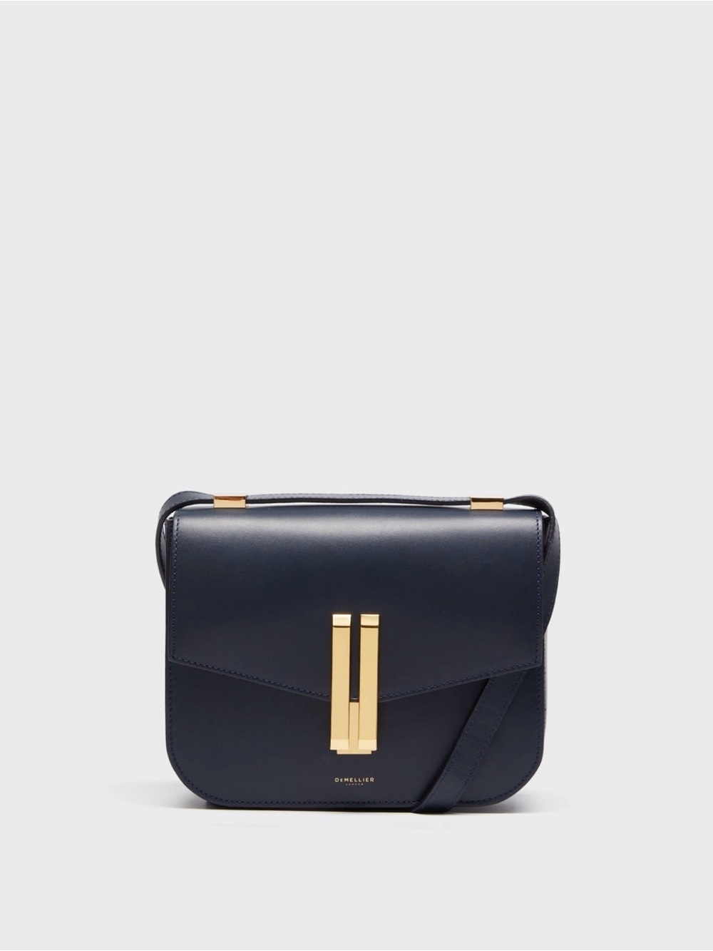 DeMellier Vancouver Navy Leather Crossbody with Gold Hardware